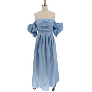 1988 NEW All About May Off Shoulder Poplin Maxi Dress Blue 8 cottagecore summer